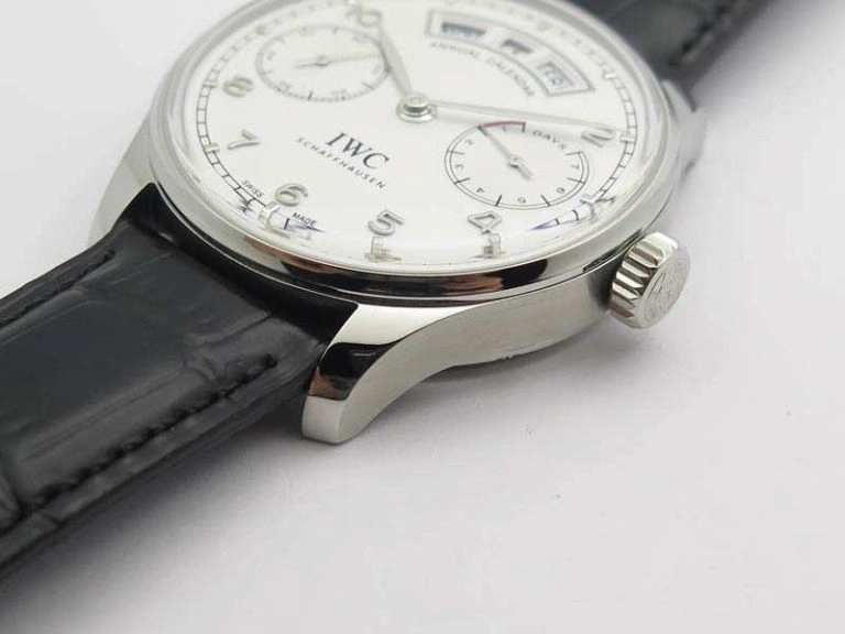 Portuguese Real PR Real Annual Calendar IW503501 YLF 1:1 Best Edition White Dial On Leather Strap A52850