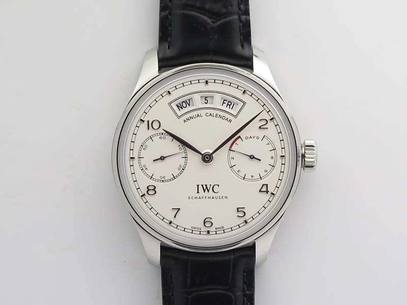 Portuguese Real PR Real Annual Calendar IW503501 YLF 1:1 Best Edition White Dial On Leather Strap A52850