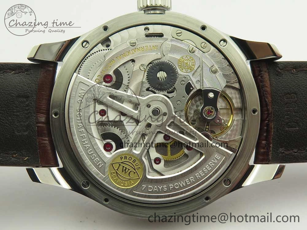 Portuguese Real PR Real Annual Calendar IW503501 ZF 1:1 Best Edition White Dial on Brown Leather Strap A52850