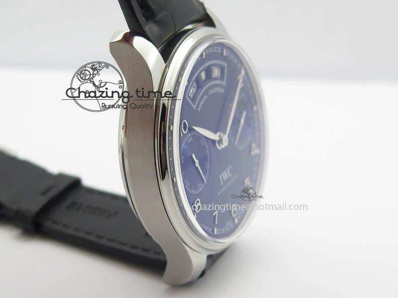 Portuguese Real PR Real Annual Calendar IW503502 YLF 1:1 Best Edition Blue Dial On Leather Strap A52850