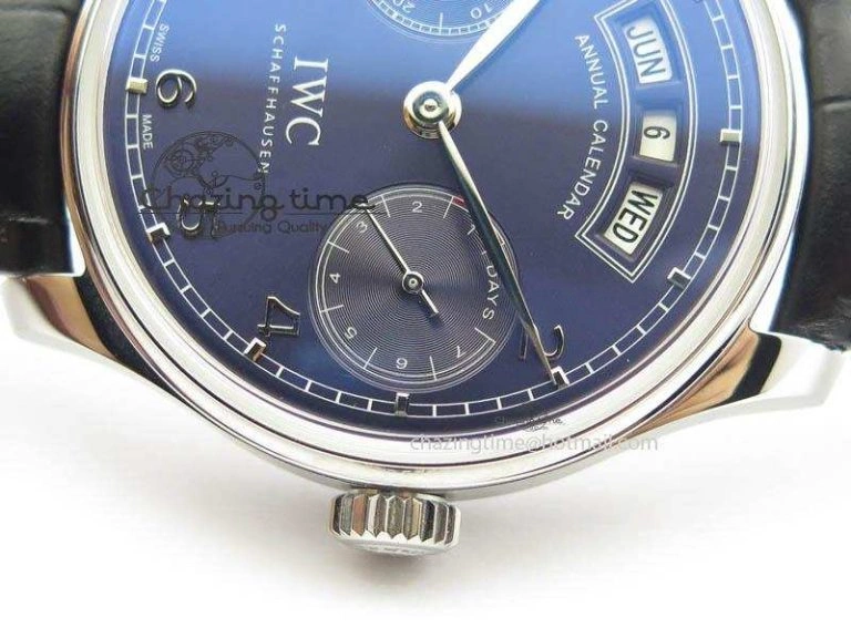 Portuguese Real PR Real Annual Calendar IW503502 YLF 1:1 Best Edition Blue Dial On Leather Strap A52850