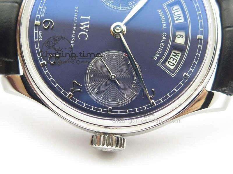 Portuguese Real PR Real Annual Calendar IW503502 YLF 1:1 Best Edition Blue Dial On Leather Strap A52850