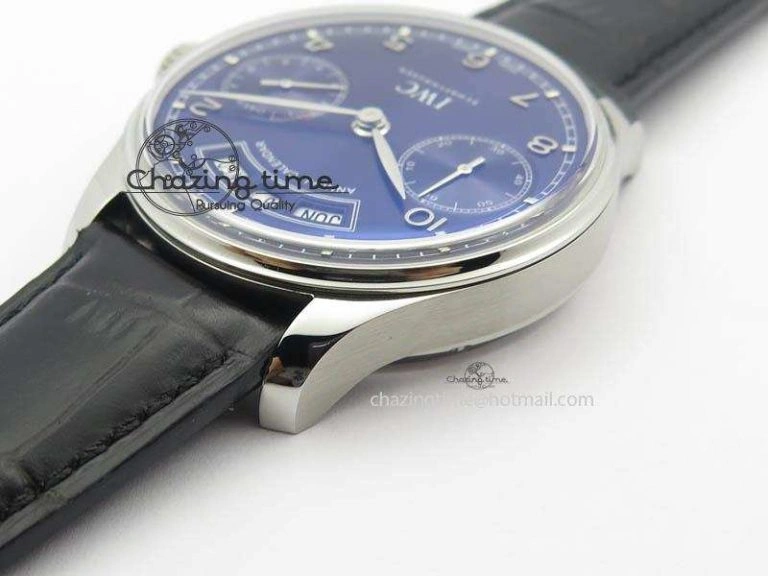 Portuguese Real PR Real Annual Calendar IW503502 YLF 1:1 Best Edition Blue Dial On Leather Strap A52850