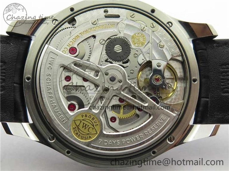Portuguese Real PR Real Annual Calendar IW503502 ZF 1:1 Best Edition Black Dial Steel Markers on Black Leather Strap A52850