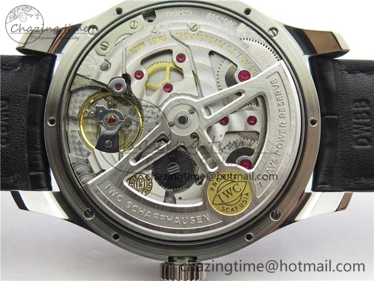 Portuguese Real PR Real Annual Calendar IW503502 ZF 1:1 Best Edition Black Dial Steel Markers on Black Leather Strap A52850