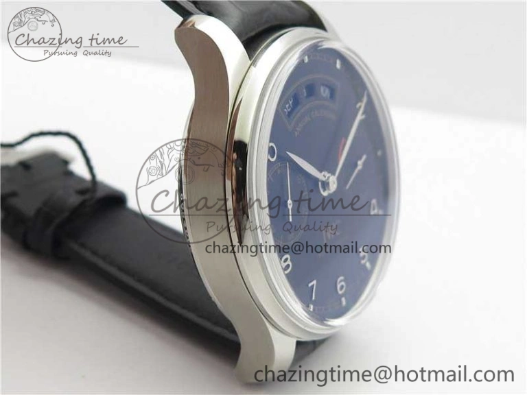Portuguese Real PR Real Annual Calendar IW503502 ZF 1:1 Best Edition Black Dial Steel Markers on Black Leather Strap A52850