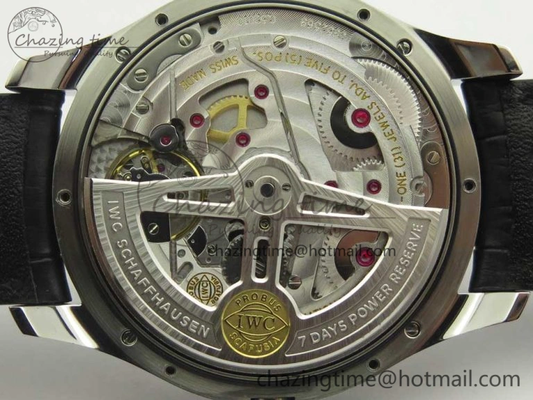 Portuguese Real PR Real Annual Calendar IW503502 ZF 1:1 Best Edition Blue Dial on Black Leather Strap A52850