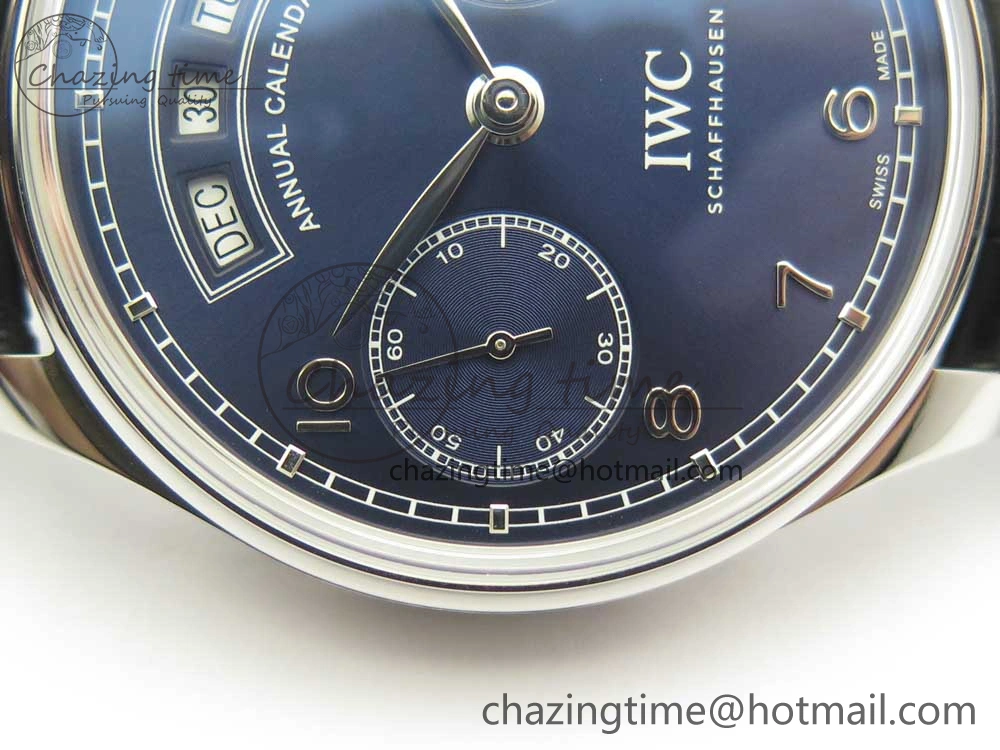 Portuguese Real PR Real Annual Calendar IW503502 ZF 1:1 Best Edition Blue Dial on Black Leather Strap A52850
