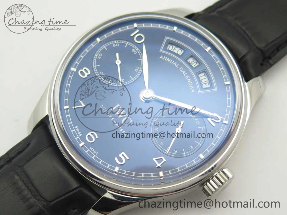Portuguese Real PR Real Annual Calendar IW503502 ZF 1:1 Best Edition Blue Dial on Black Leather Strap A52850