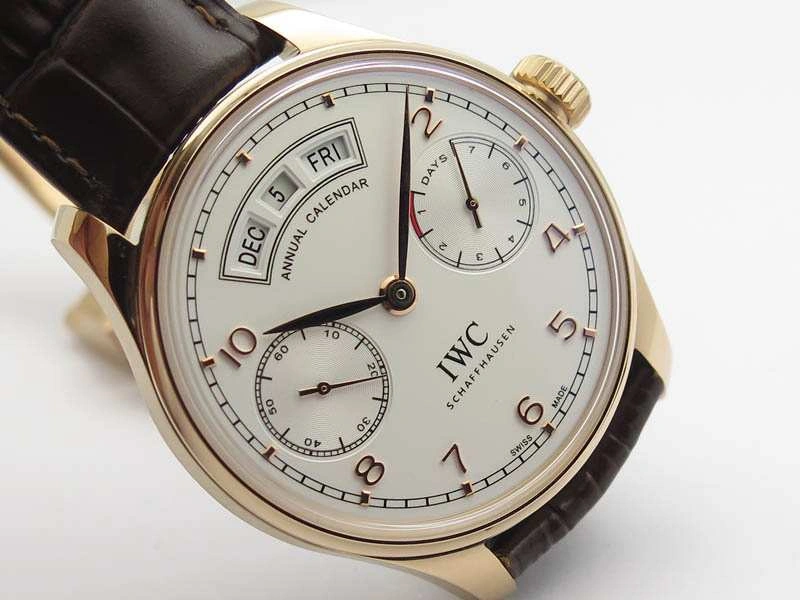 Portuguese Real PR Real Annual Calendar RG IW503504 YLF 1:1 Best Edition White Dial On Leather Strap A52850