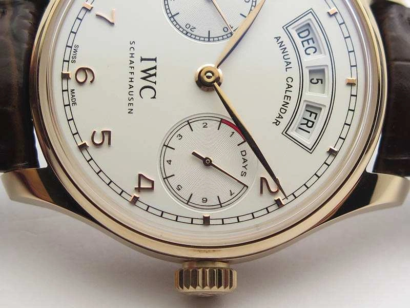 Portuguese Real PR Real Annual Calendar RG IW503504 YLF 1:1 Best Edition White Dial On Leather Strap A52850
