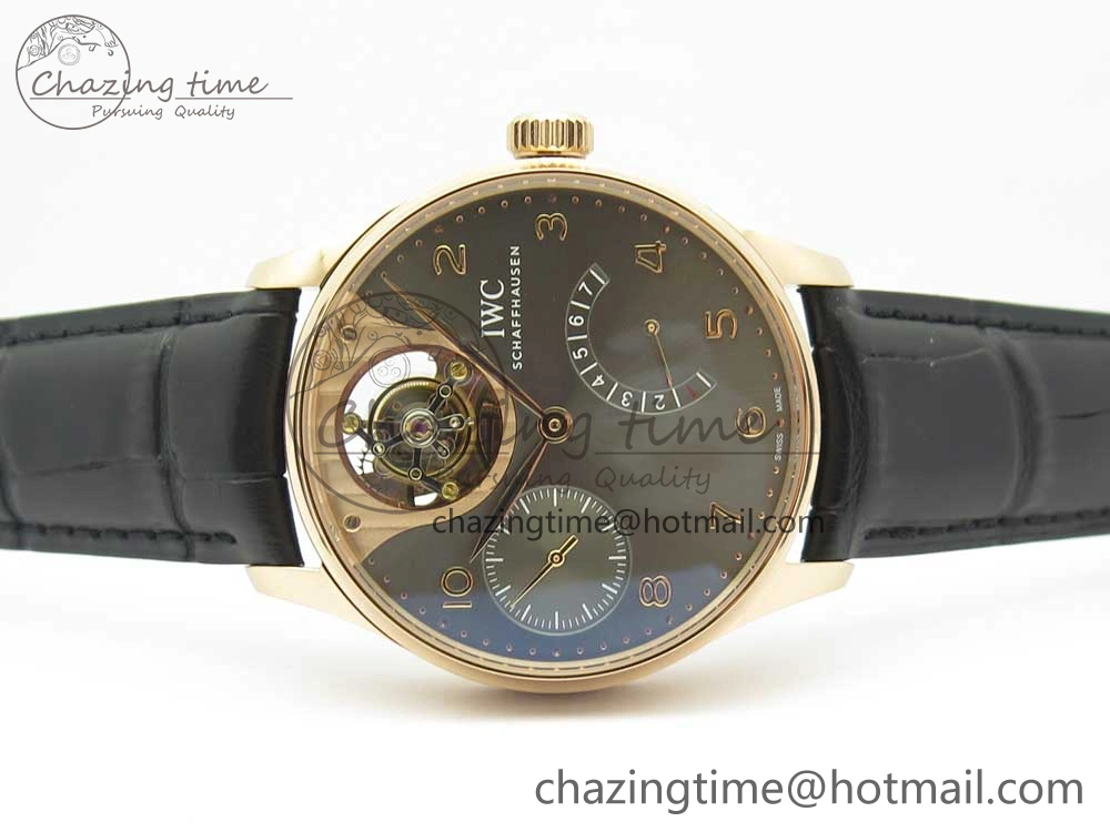 Portuguese Tourbillon IW5046 RG ZF Best Edition Gray Dial on Black Leather Strap