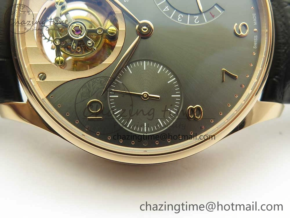 Portuguese Tourbillon IW5046 RG ZF Best Edition Gray Dial on Black Leather Strap