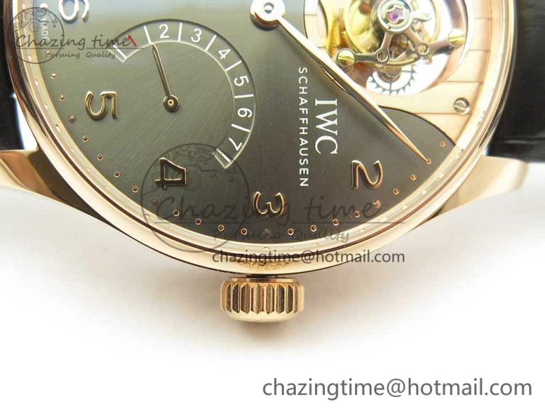 Portuguese Tourbillon IW5046 RG ZF Best Edition Gray Dial on Black Leather Strap
