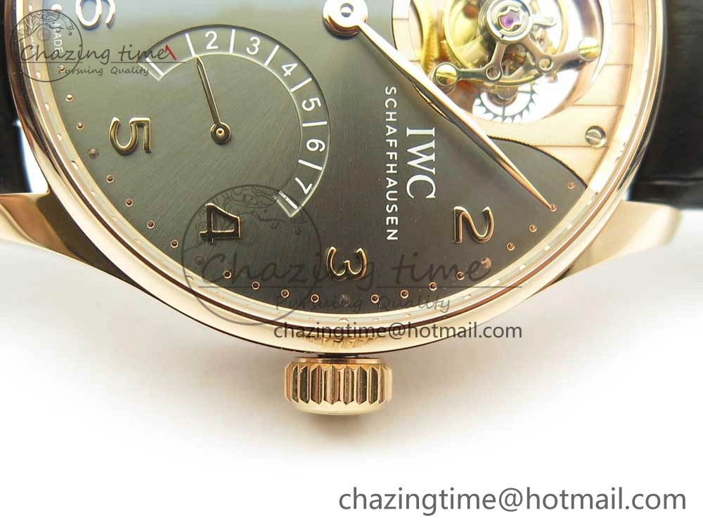 Portuguese Tourbillon IW5046 RG ZF Best Edition Gray Dial on Black Leather Strap