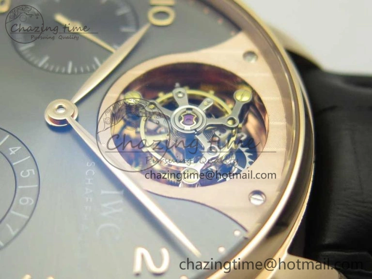 Portuguese Tourbillon IW5046 RG ZF Best Edition Gray Dial on Black Leather Strap