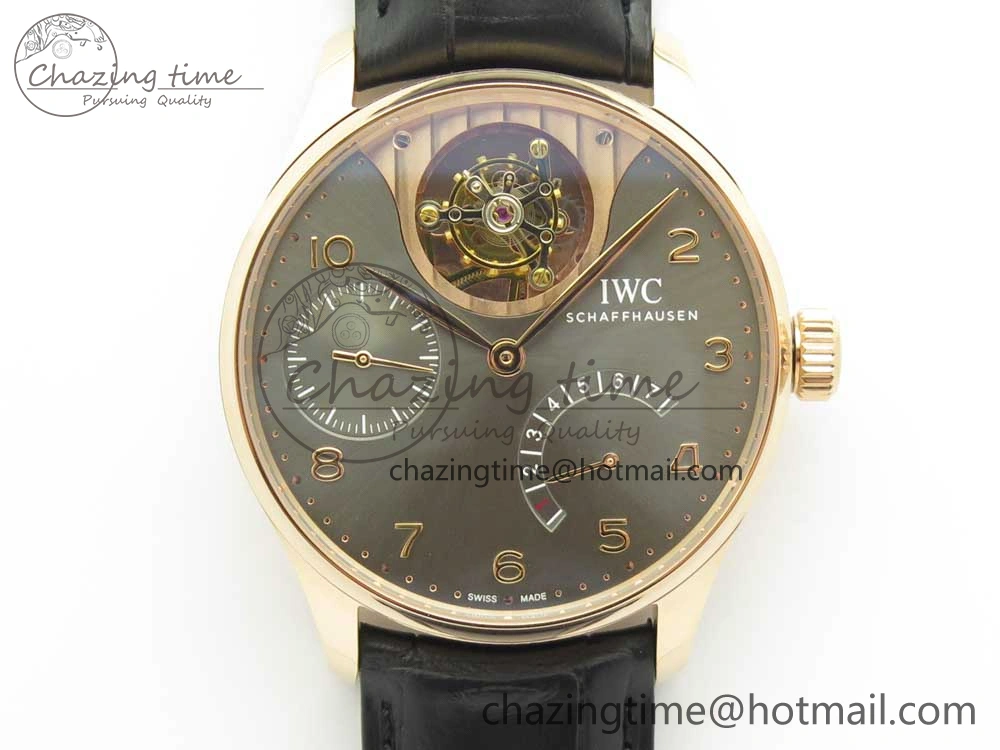 Portuguese Tourbillon IW5046 RG ZF Best Edition Gray Dial on Black Leather Strap