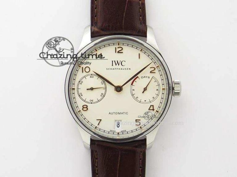 Portuguese Tourbillon IW5046 RG ZF Best Edition White Dial on Brown Leather Strap