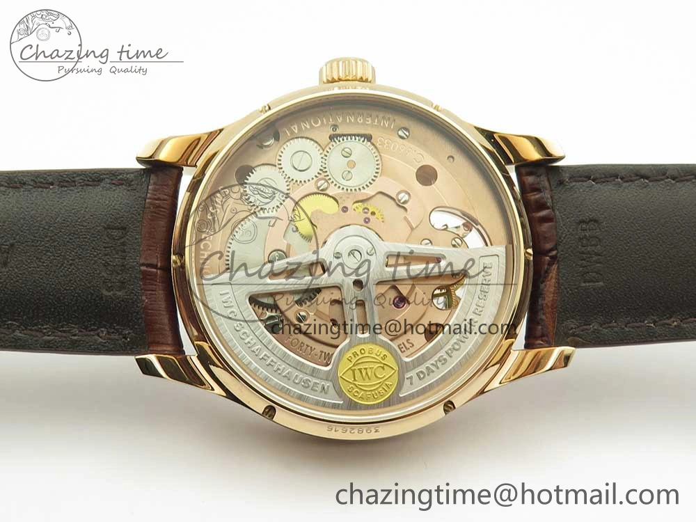 Portuguese Tourbillon IW5046 RG ZF Best Edition White Dial on Brown Leather Strap