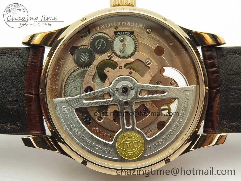 Portuguese Tourbillon IW5046 RG ZF Best Edition White Dial on Brown Leather Strap