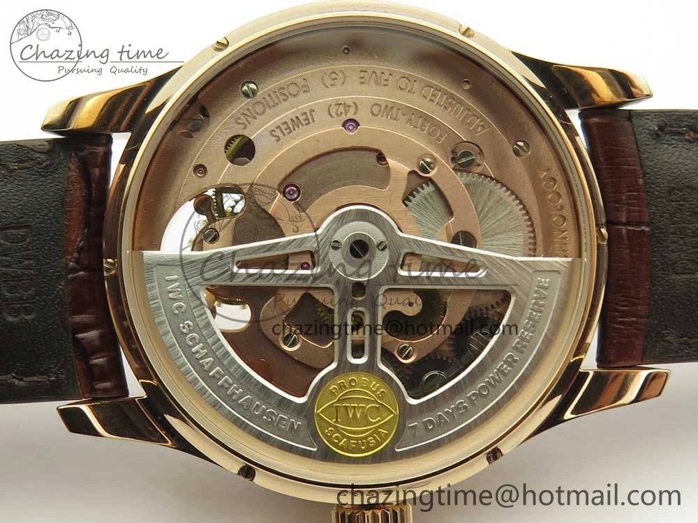 Portuguese Tourbillon IW5046 RG ZF Best Edition White Dial on Brown Leather Strap