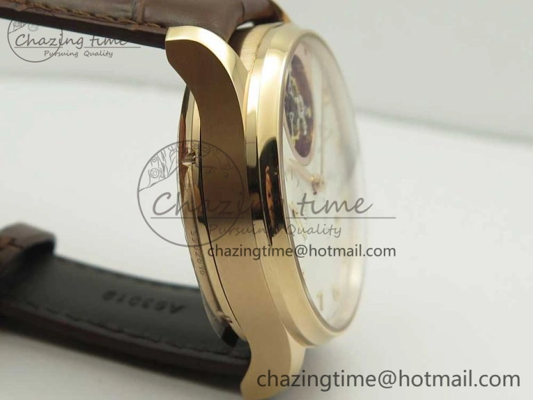 Portuguese Tourbillon IW5046 RG ZF Best Edition White Dial on Brown Leather Strap