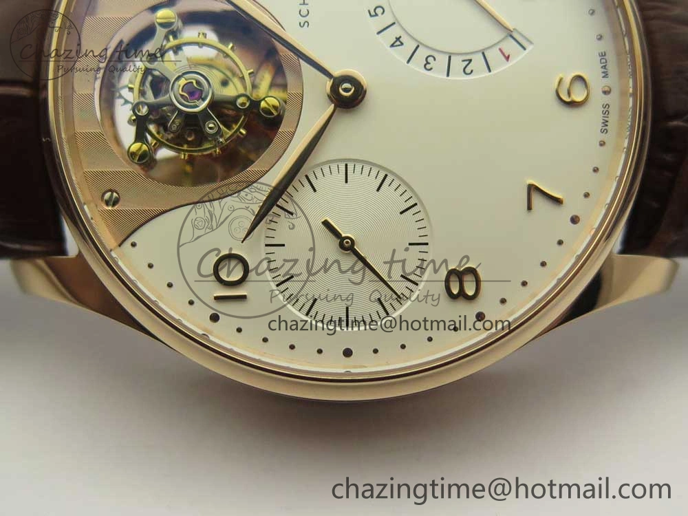 Portuguese Tourbillon IW5046 RG ZF Best Edition White Dial on Brown Leather Strap