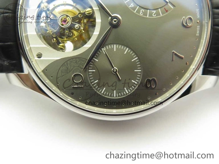 Portuguese Tourbillon IW5046 SS ZF Best Edition Gray Dial on Black Leather Strap