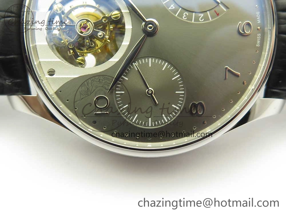 Portuguese Tourbillon IW5046 SS ZF Best Edition Gray Dial on Black Leather Strap