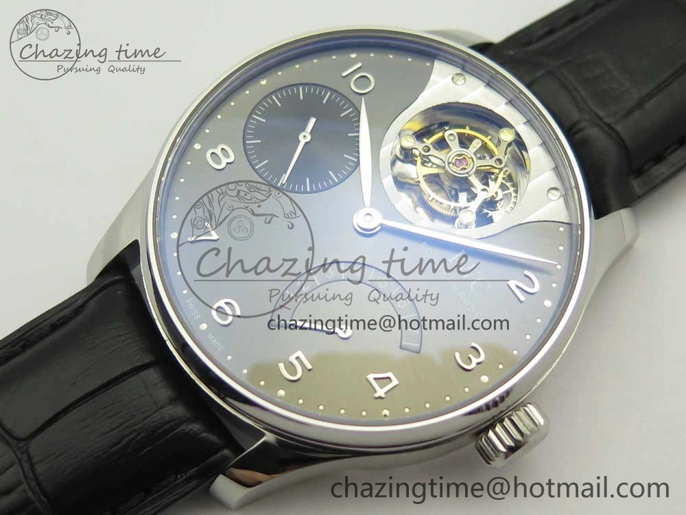 Portuguese Tourbillon IW5046 SS ZF Best Edition Gray Dial on Black Leather Strap