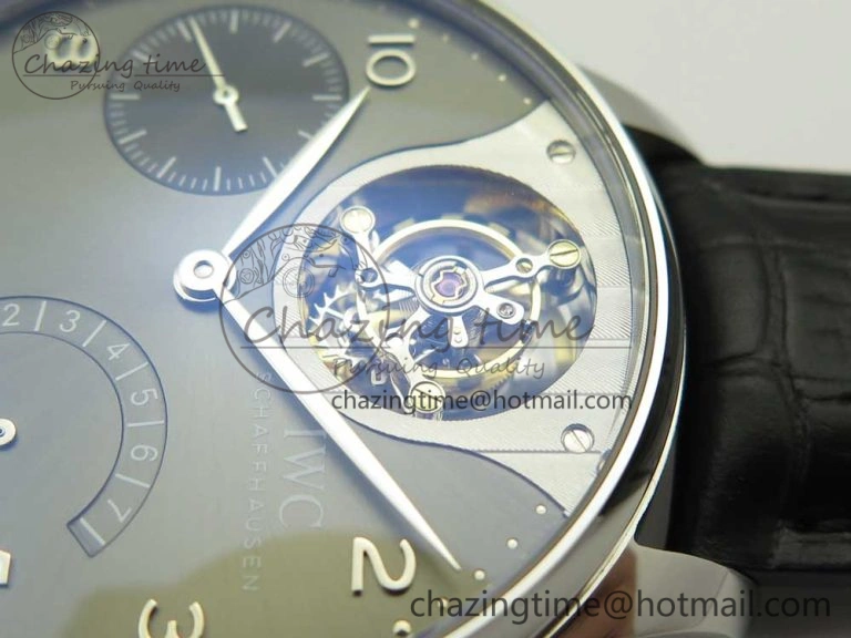 Portuguese Tourbillon IW5046 SS ZF Best Edition Gray Dial on Black Leather Strap