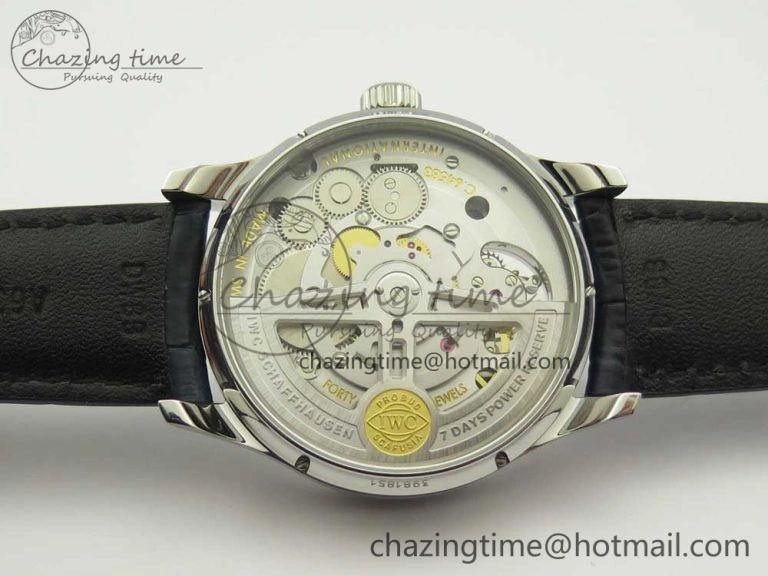 Portuguese Tourbillon IW5046 SS ZF Best Edition White Dial Blue Markers on Blue Leather Strap