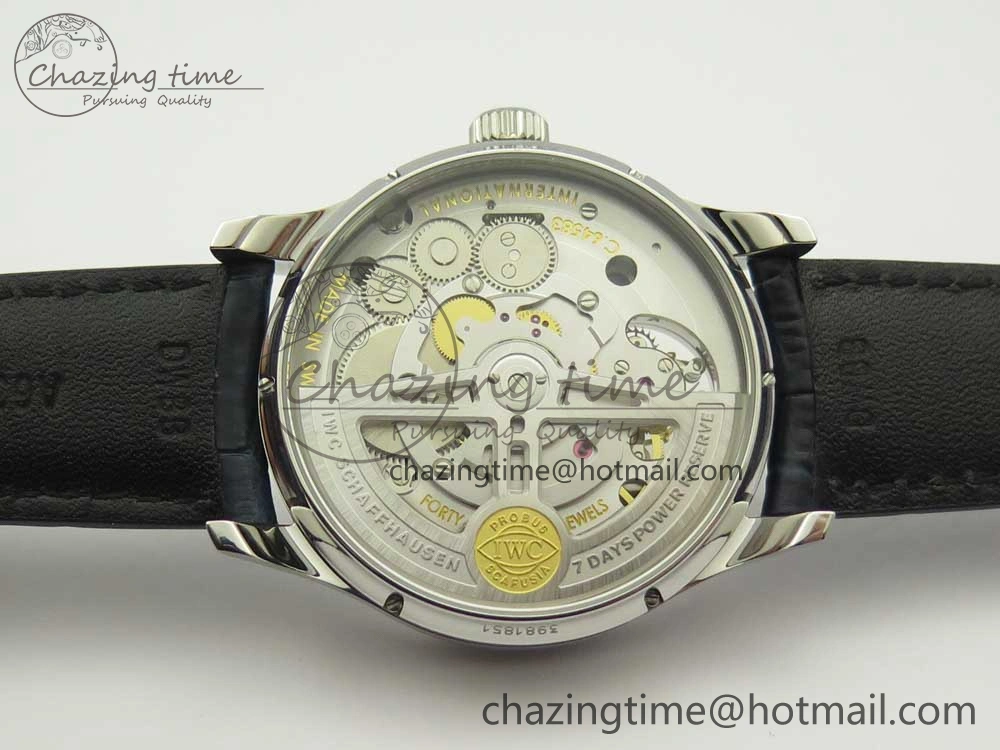 Portuguese Tourbillon IW5046 SS ZF Best Edition White Dial Blue Markers on Blue Leather Strap