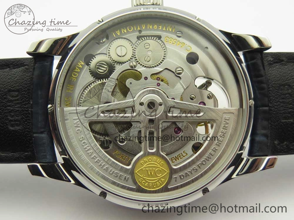 Portuguese Tourbillon IW5046 SS ZF Best Edition White Dial Blue Markers on Blue Leather Strap