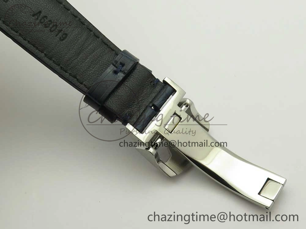 Portuguese Tourbillon IW5046 SS ZF Best Edition White Dial Blue Markers on Blue Leather Strap
