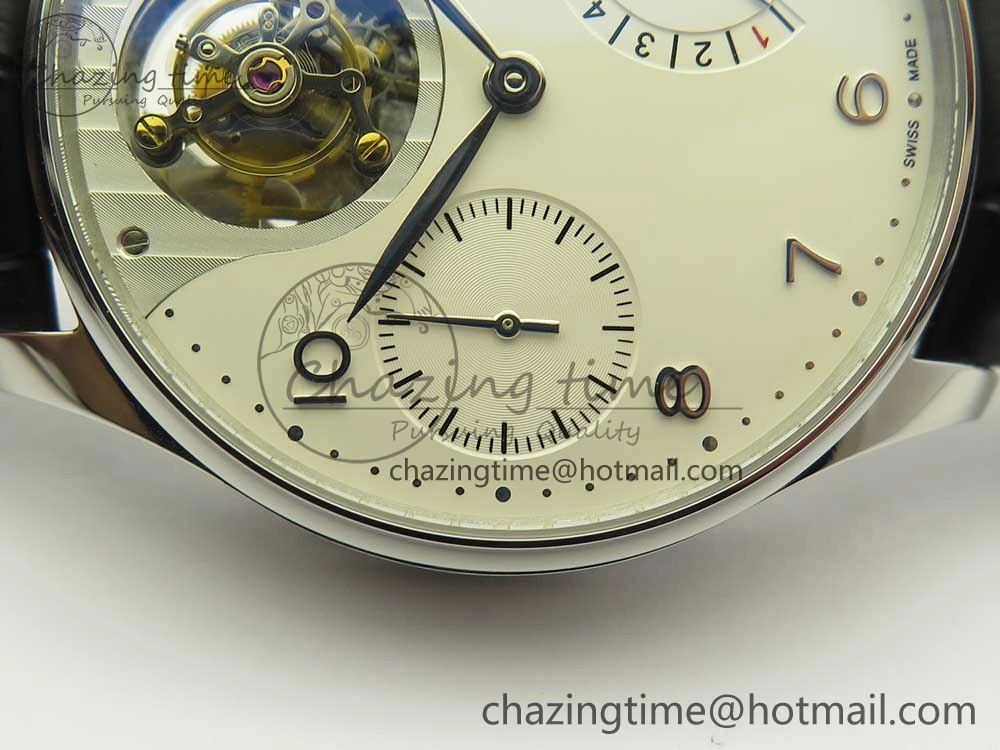 Portuguese Tourbillon IW5046 SS ZF Best Edition White Dial SS Markers on Black Leather Strap