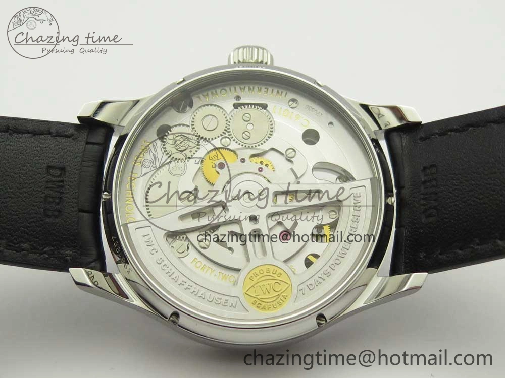 Portuguese Tourbillon IW5046 SS ZF Best Edition White Dial SS Markers on Black Leather Strap