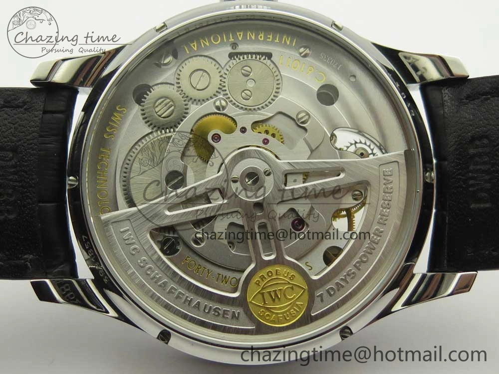 Portuguese Tourbillon IW5046 SS ZF Best Edition White Dial SS Markers on Black Leather Strap
