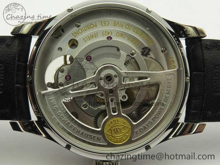 Portuguese Tourbillon IW5046 SS ZF Best Edition White Dial SS Markers on Black Leather Strap