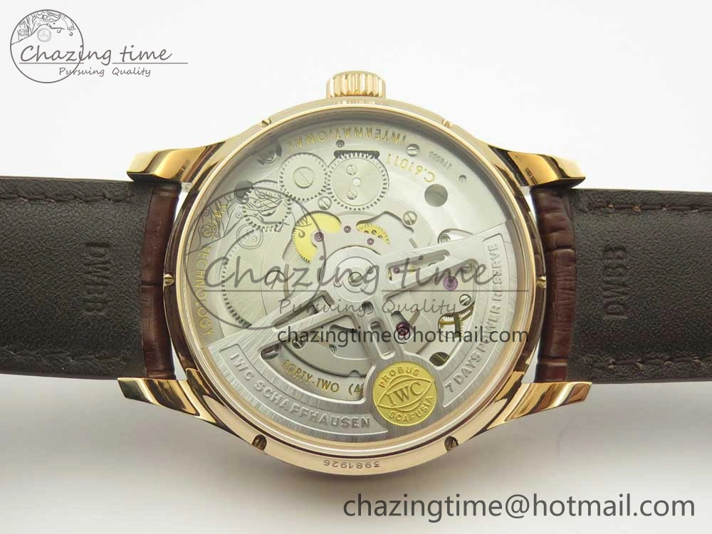 Portuguese Tourbillon IW504602 RG ZF Best Edition White Dial on Brown Leather Strap