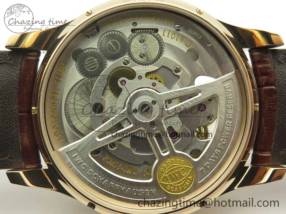 Portuguese Tourbillon IW504602 RG ZF Best Edition White Dial on Brown Leather Strap
