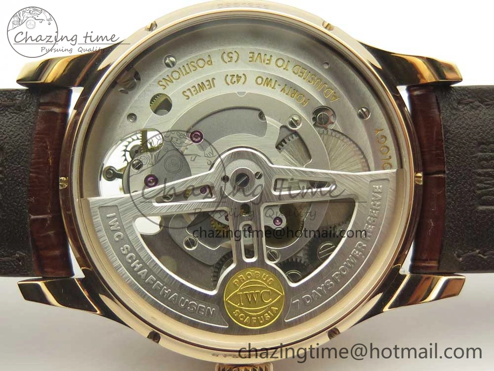 Portuguese Tourbillon IW504602 RG ZF Best Edition White Dial on Brown Leather Strap