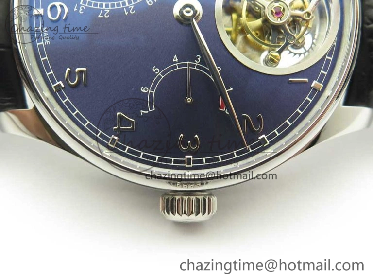 Portuguese Tourbillon IW504602 SS ZF Best Edition Blue Dial on Black Leather Strap