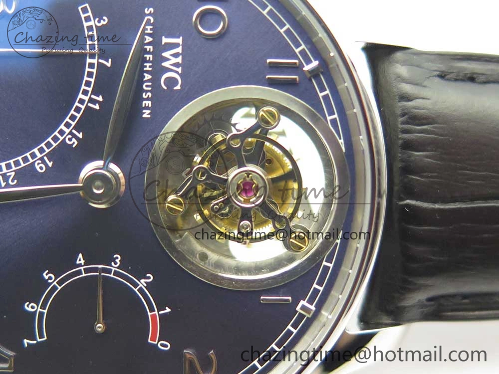 Portuguese Tourbillon IW504602 SS ZF Best Edition Blue Dial on Black Leather Strap
