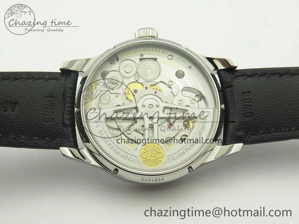 Portuguese Tourbillon IW504602 SS ZF Best Edition Blue Dial on Black Leather Strap