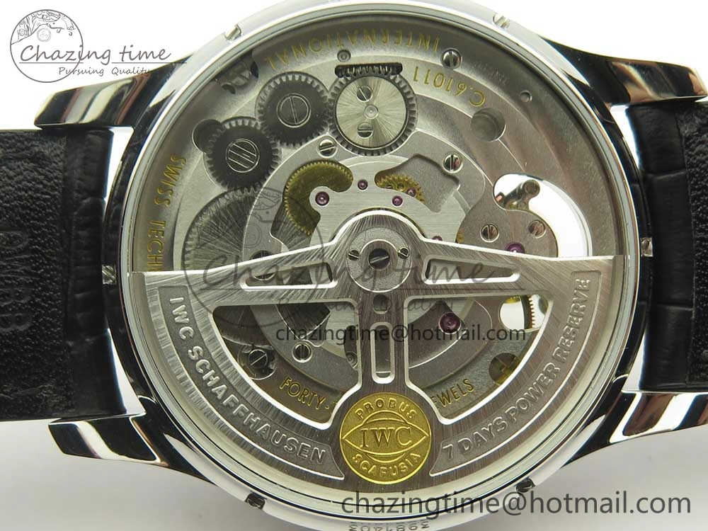 Portuguese Tourbillon IW504602 SS ZF Best Edition Blue Dial on Black Leather Strap