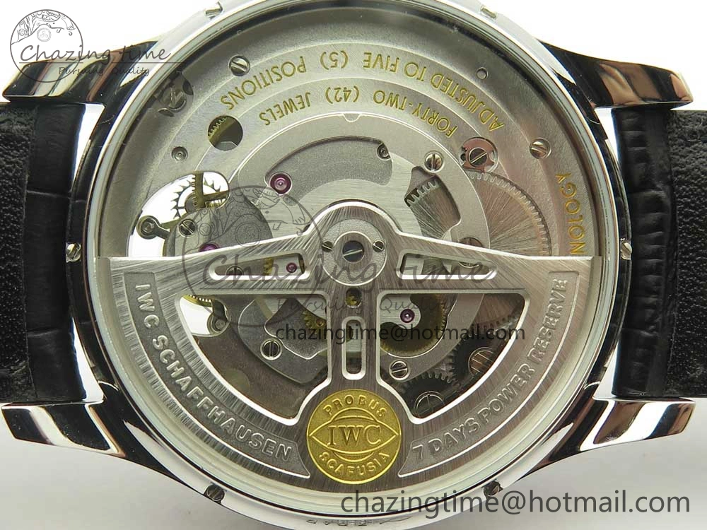 Portuguese Tourbillon IW504602 SS ZF Best Edition Blue Dial on Black Leather Strap