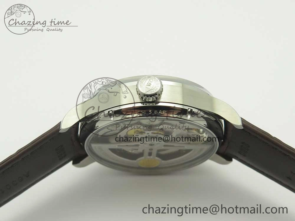 Portuguese Tourbillon IW504602 SS ZF Best Edition Gray Dial on Brown Leather Strap