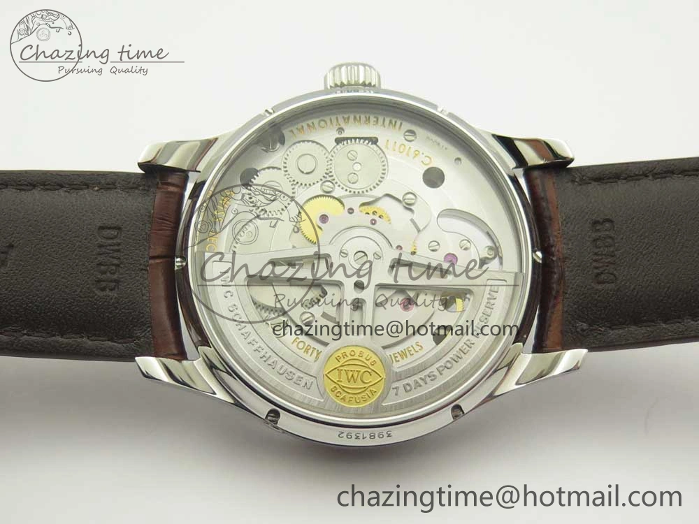 Portuguese Tourbillon IW504602 SS ZF Best Edition Gray Dial on Brown Leather Strap