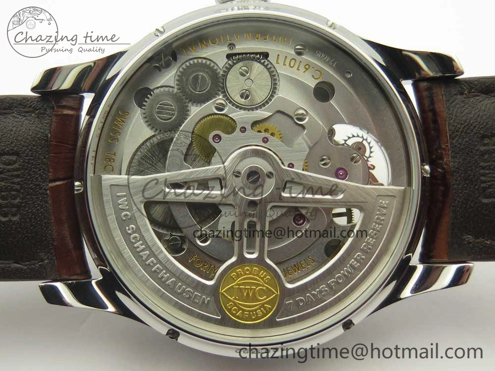 Portuguese Tourbillon IW504602 SS ZF Best Edition Gray Dial on Brown Leather Strap